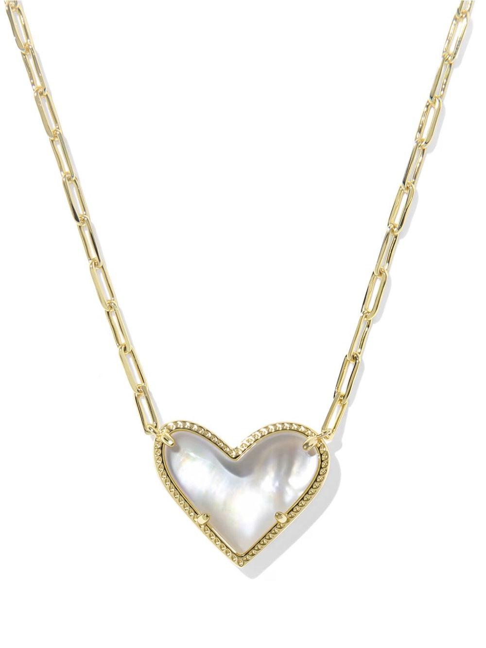 Kendra Scott Gold Heart Necklace with Mother-of-Pearl